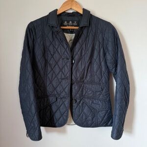 Barbour Women’s Quilted Silk Sheen Blazer Jacket – Navy Blue Blazer | Size 6 US
